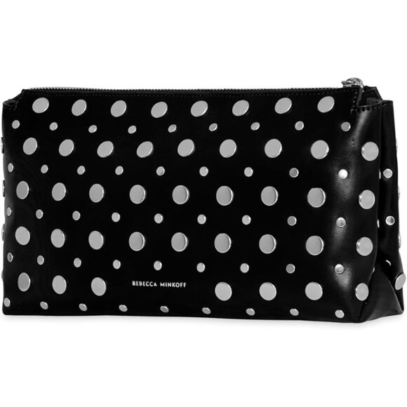 Luxurious Ayla Studded Clutch - Black Nappa Purse with Signature Fringe Pull - Picture 2 of 3